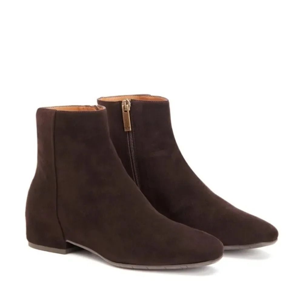 Aquatalia Ulyssaa Water Resistant Brown Suede Wedge Ankle Booties NWOB Size 5